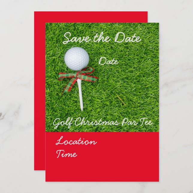 Convites Golfe Salve a data de Natal com bola de golfe (Frente/Verso)