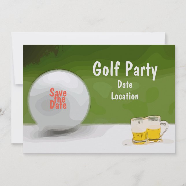 Convites Golfe Salve a data para a festa com cerveja no ver (Frente)