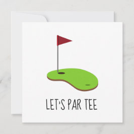 Convites Golfe Vamos começar com bandeira de golfe no verde