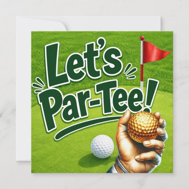 Convites Golfe Vamos Festa do Green de Putting Par-Tee (Frente)