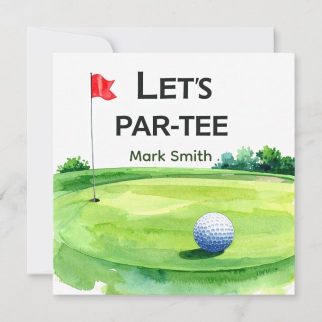 Convites Golfe Vamos Festa do Green de Putting Par-Tee (Frente)