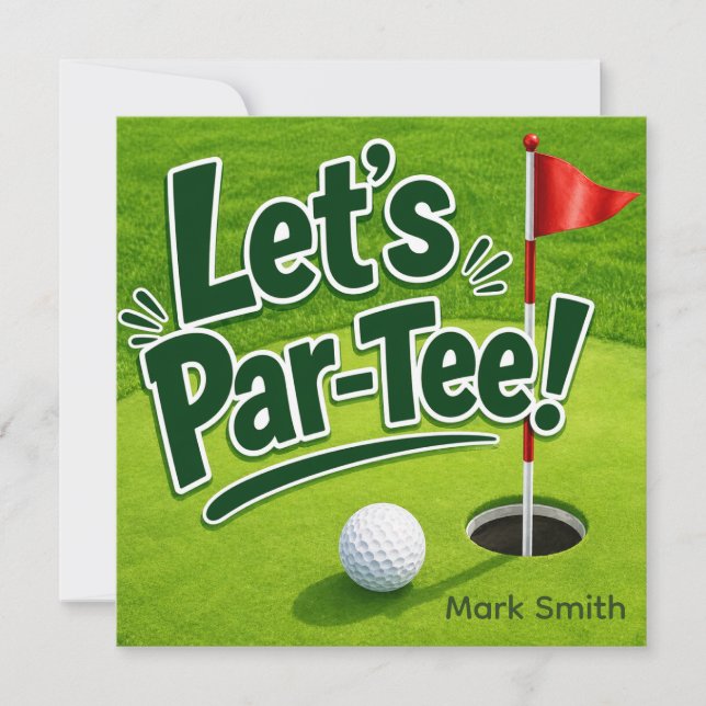 Convites Golfe Vamos Festa do Green de Putting Par-Tee (Frente)