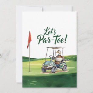 Convites Golfe Vamos Par tee com bandeira de golfe no verde
