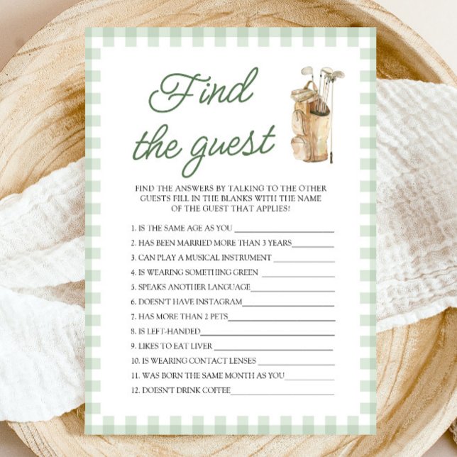 Convites Golfe Verde Encontre o Bebê Convidado Jogo de Chá  (Green Golf Find the Guest Baby Shower Game)