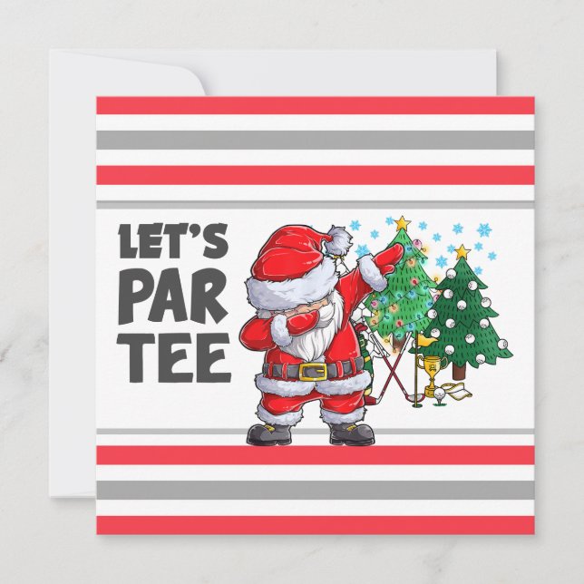 Convites Golfeando com o Papai Noel Vamos Par Tee Festa (Frente)