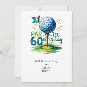 Convites Golfer 60º Aniversário com bola de golfe no tee