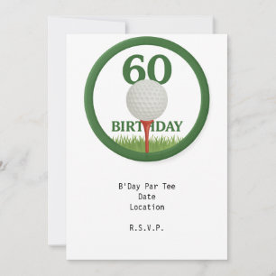 Convites Golfer 60º Aniversário com bola de golfe no tee