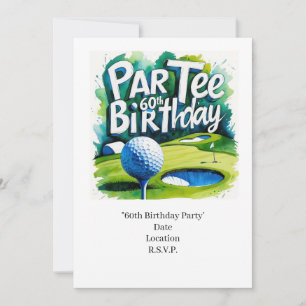 Convites Golfer 60º Aniversário com bola de golfe no tee