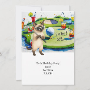 Convites Golfer 60º Aniversário com bola de golfe no tee