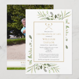 Convites Golfer Photo Celebration of Life Funeral