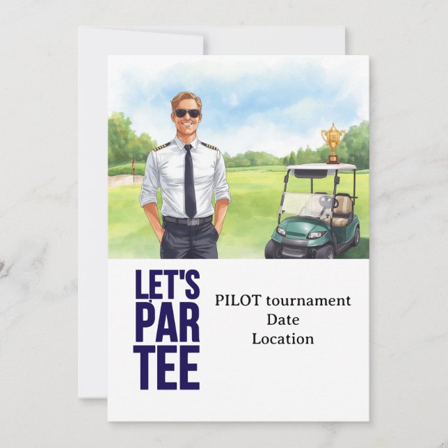 Convites GOLFER Pilot Aviation Industry Golfer  (Frente)