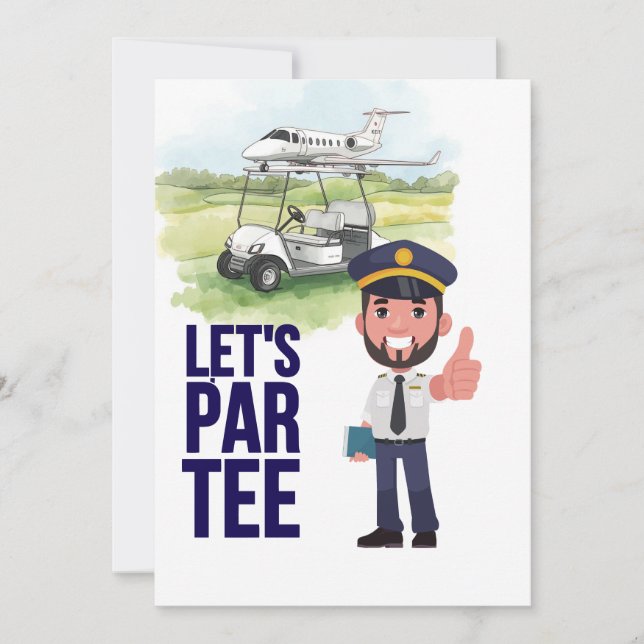 Convites GOLFER Pilot Aviation Industry Golfer  (Frente)