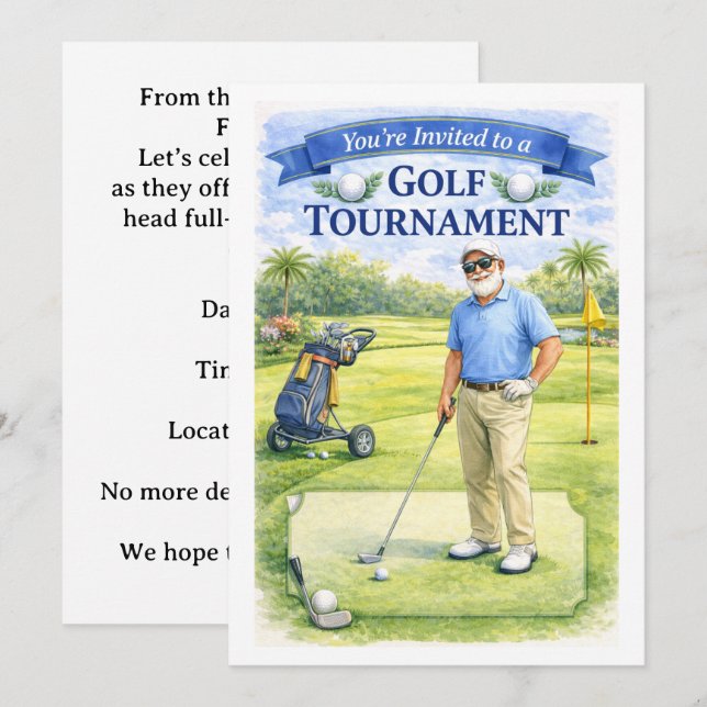Convites Golfer Retirement Party  (Frente/Verso)