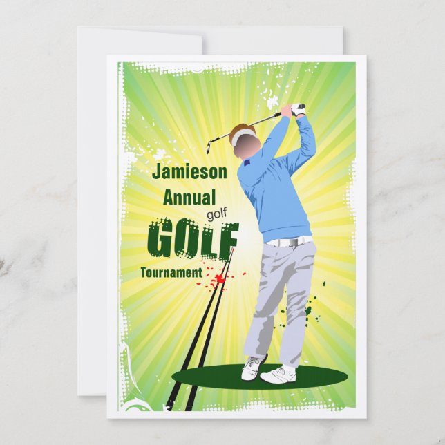 Convites Golfer Swing Golf Club Torneio Golf (Frente)