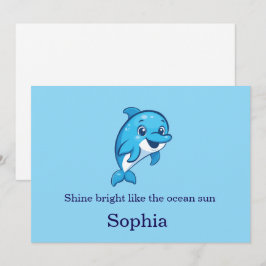 Convites Golfim Azul Feliz e Fofo Desenho de Criatura Marin