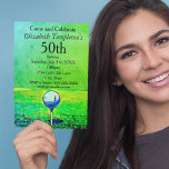 Convites Golfing Themed Women's 50th Birthday Tee Off<br><div class="desc">Estes convites de golfe de aniversário são perfeitos para celebrar uma mulher que ama o esporte do golfe. Personalize todos os detalhes deste convite colorido. Precisa adicionar mais informações? Pressione o botão PERSONALIZAR e altere,  redimensione ou reorganize todas as informações.</div>