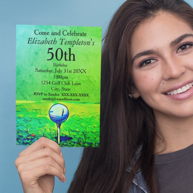 Convites Golfing Themed Women's 50th Birthday Tee Off (Criador carregado)