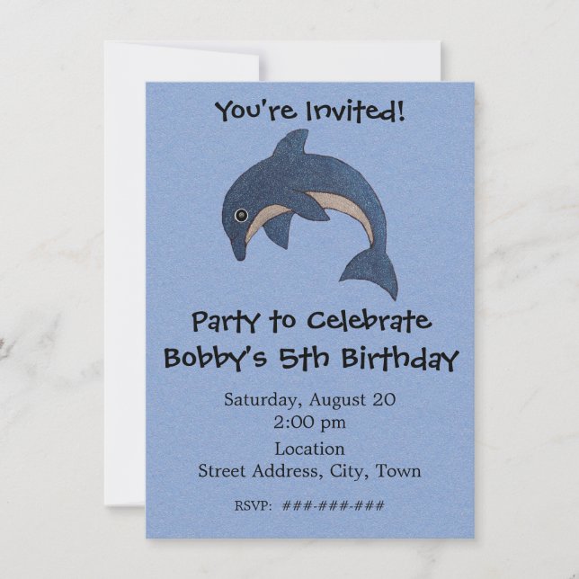 Convites Golfinho de Festa de aniversário personalizado (Frente)