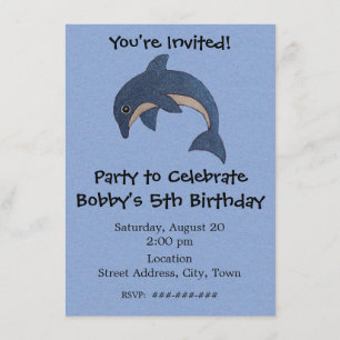 Convites Golfinho de Festa de aniversário personalizado