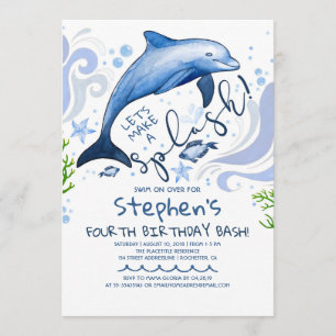 Convites Golfinho Splash   Piscina de Verão