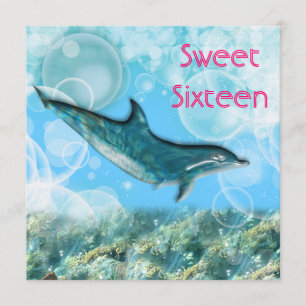 Convites Golfinho tropical da festa de aniversário de prai