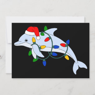 Convites Golfinhos de Natal Chapéu do Papai Noel Luzes de N
