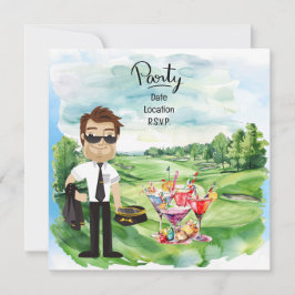 Convites Golfista na indústria da aviação piloto na bola de