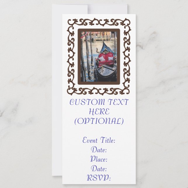 Convites Gondola enquadrada pelo ornamentado na Veneza (Frente)