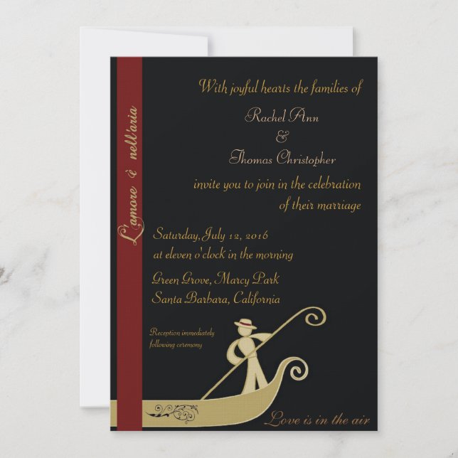 Convites Gôndola - o amor está no ar (Frente)