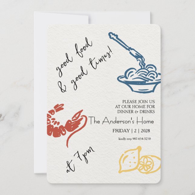 Convites Good Food & Good Times Thanksgiving (Frente)