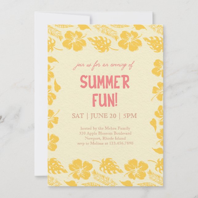 Convites Good Vibes & Sunshine Summer Party (Frente)