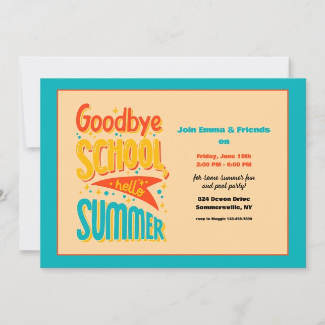 Convites Goodby School Hello Summer (Frente)