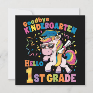 Convites Goodbye Kindergarten Olá, Grau de rua Unicorn