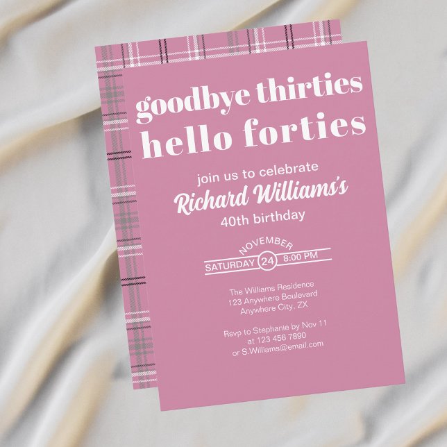 Convites Goodbye Thirtis Hello Forties Modern 40th Birthday (Criador carregado)