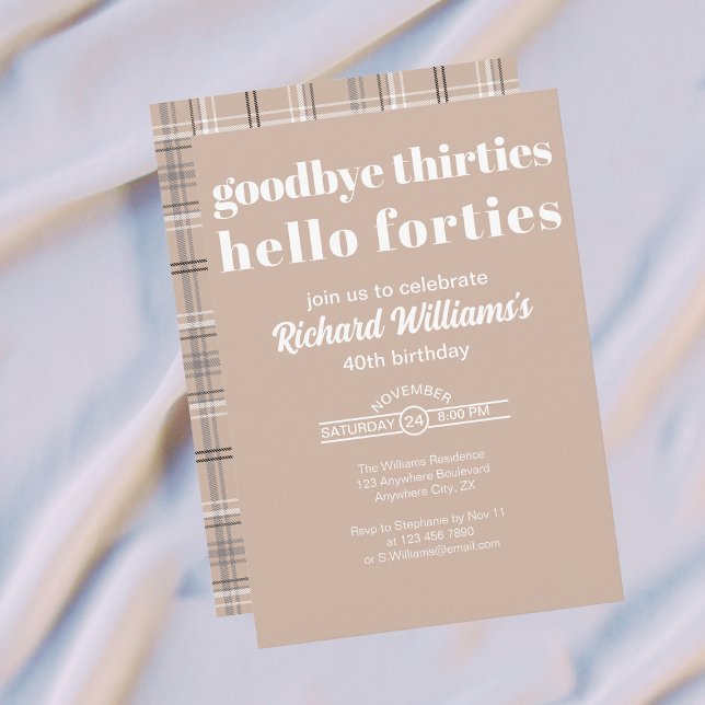 Convites Goodbye Thirtis Hello Forties Modern 40th Birthday (Criador carregado)