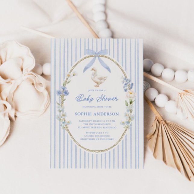 Convites Goose Cottage Blue Baby Shower (Criador carregado)