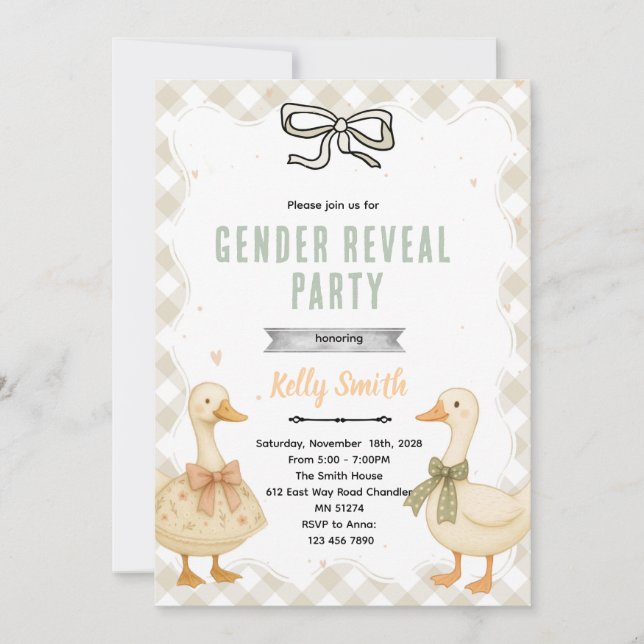 Convites Goose Gender Reveal Invitation (Frente)