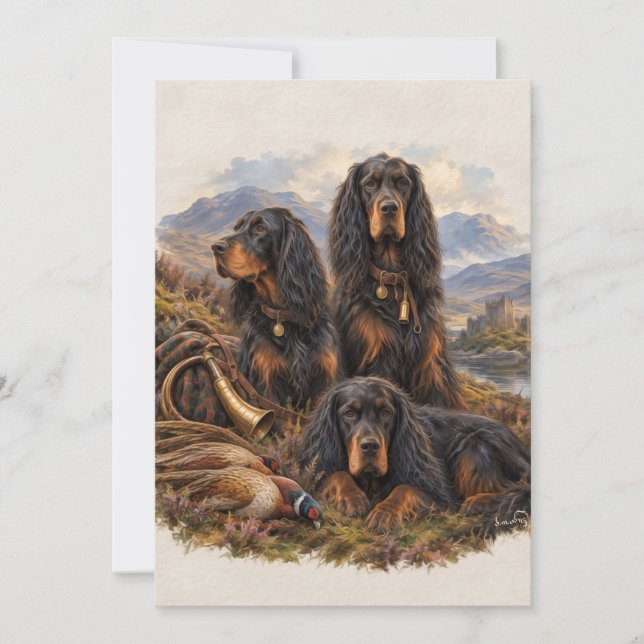 Convites Gordon setter com faisões, Arte (Frente)