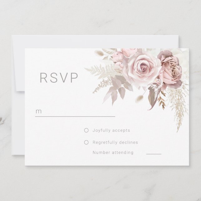 Convites Gorgeous Blush Floral Wedding Digtial RSVP  (Frente)