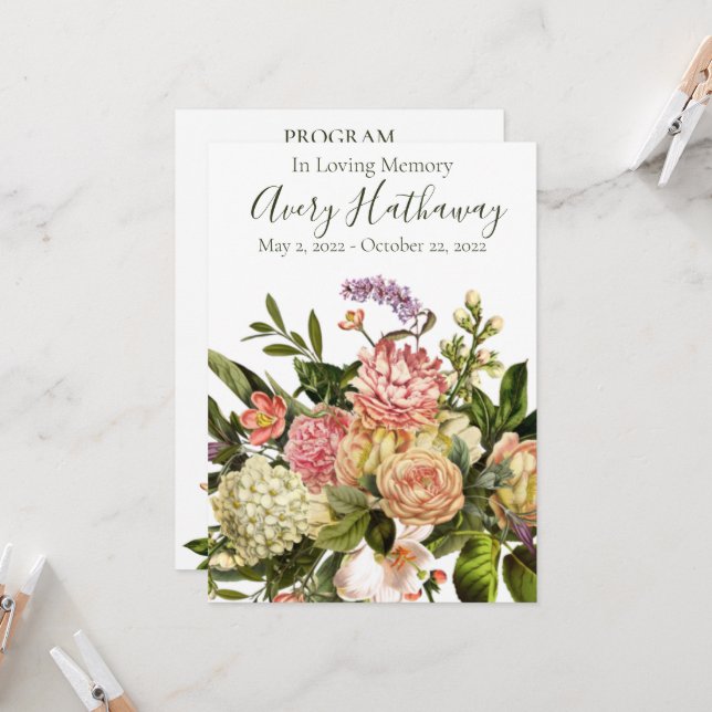 Convites Górnio Floral Funeral Memorial (Frente/Verso In Situ)