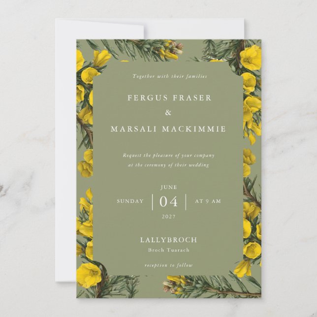 Convites Gorse Botanical Pattern Invitation (Frente)