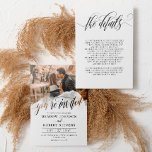 Convites Gossamer Sobrepõe fontes negras Foto 2 em 1 casame<br><div class="desc">Dois informais em um convite de casamento com você são convidados escritos em uma bela caligrafia através de uma abertura transparente de aquarela decorando sua foto. Adicione os detalhes do seu casamento à parte de trás do convite de casamento fotográfico informal em texto preto sobre fundo branco.</div>