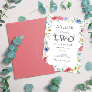 Convites Gota de Flor segundo aniversário de Borboleta Flor