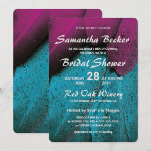 Convites Gotas de chuva no Chá de panela de Penas Coloridas