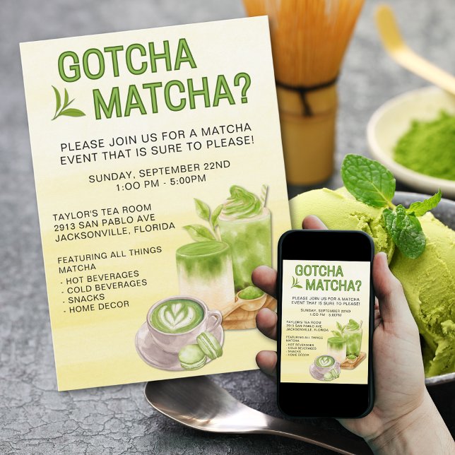 Convites Gotcha Matcha? Event Invitation (Criador carregado)