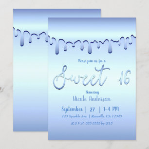 Convites Gotejamento Azul Congelante Inverno Maravilha Doce