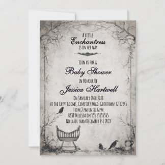 Convites Gothic Alternative Girl Baby Shower Invitation
