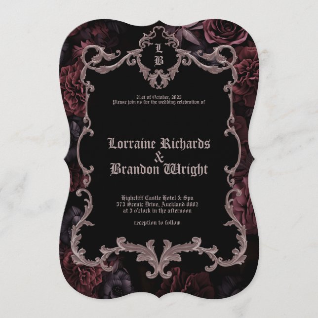 Convites Gothic Aurelian Nightfall Wedding Invitation (Frente)
