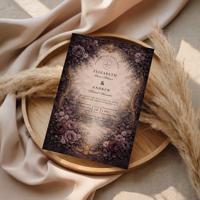 Convites Gothic Baroque Rose Wedding (Criador carregado)