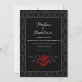 Convites Gothic Black Damask Rose Wedding